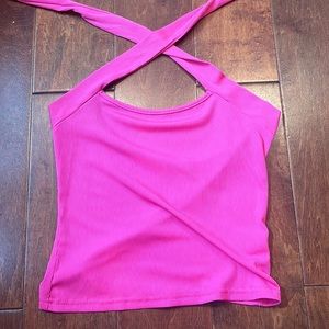 Pink shirt ! cross in the front or style different way! size XS !